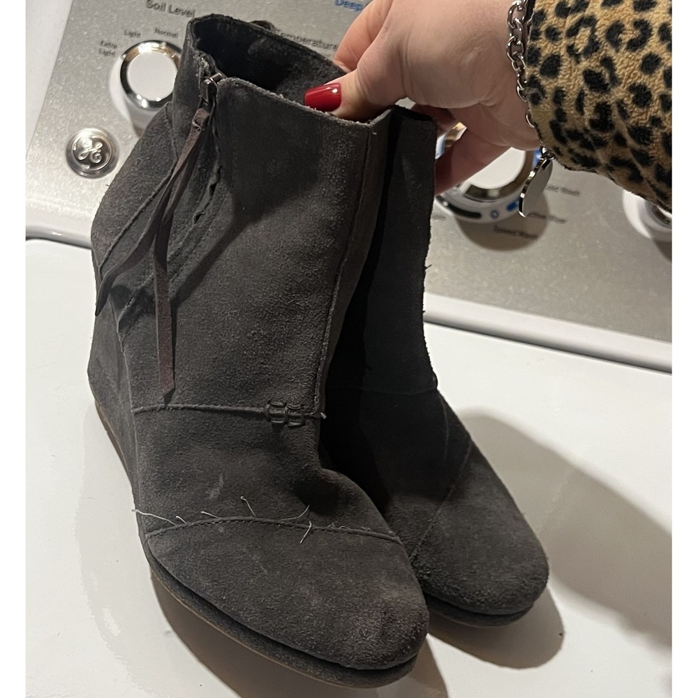 Toms Women's Kallie Gray Suede Wedge‎ Ankle Boots Size 10 - Picture 6 of 7